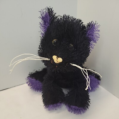 #ad Good Stuff Halloween Cat Black And Purple with Orange Bow Plush $7.26