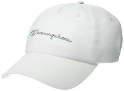 Champion Script Logo Hat Adjustable One Size White Baseball Cap Women#x27;s NEW $10.85