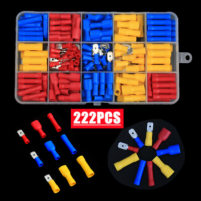 #ad 222PCS Assorted Crimp Terminal Insulated Electrical Wire Connector Spade Kit Set $16.99