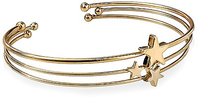 #ad Fortuni Gold Plated Triple Star Adjustable Open Bangle Cuff Bracelet $11.24