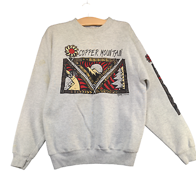#ad Oneita Power Sweats Mens Copper Mountain Pullover Sweatshirt Gray Medium Vintage $30.00