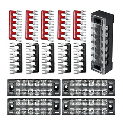 #ad 5Sets 6 Positions Terminal Block Barrier Strip Dual Row Screw 15A with Cover US $11.61