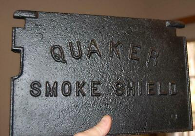 #ad RARE ANTIQUE HEAVY CAST IRON QUAKER SMOKE SHIELD STOVE COAL BOILER DOOR SIGN $59.95