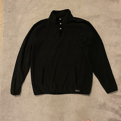 Powder River Outfitters Pullover Men’s XL Black 1 4 Snap Sweatshirt Zip Pocket $38.98