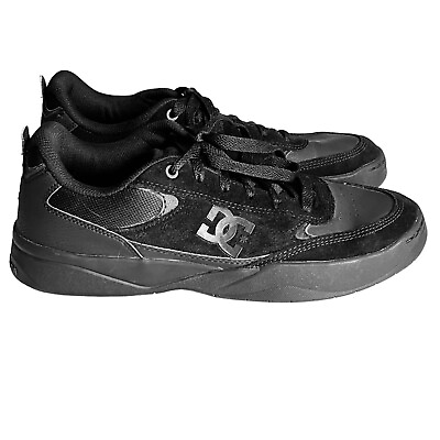 #ad DC Pure Mens Sz 11.5 Black Leather Low Top Athletic Skateboarding Sneaker Shoe $35.00