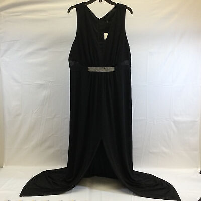 Halston Heritage Womens Black Regular A Line Embellished Jersey Gown Size 16 $115.81