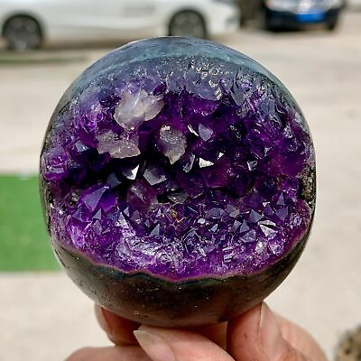 #ad 319G Natural Uruguayan Amethyst Quartz crystal open smile ball therapy $192.00