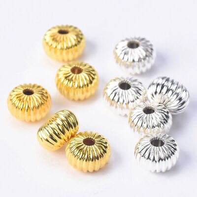 Gold Silver Color Beads Plicated Metal Spacer Bead Crafts Jewelry Making Charms $13.34