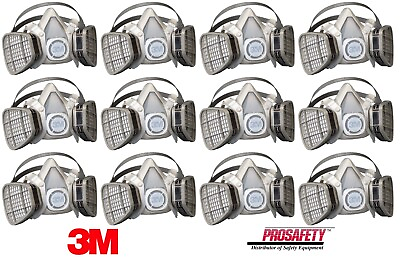 #ad 12 3M Disposable Half Face Respirator Facepiece Mask Organic Vapor Protection SM $269.95