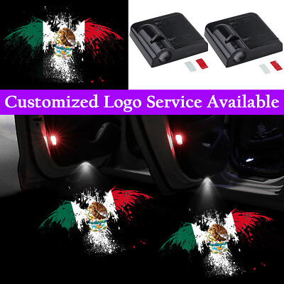#ad 2x Mexican Eagle Mexico Flag Logo Wireless Car Door LED Lights Laser Projector $16.63