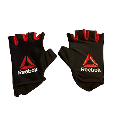 Reebok Fitness Gloves Training Half Fingers Black and Red Fitness Workout $8.49