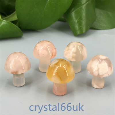 #ad 20pcs Natural mini Cherry Blossom Agate mushroom Quartz Crystal Gift Healing GBP 21.20