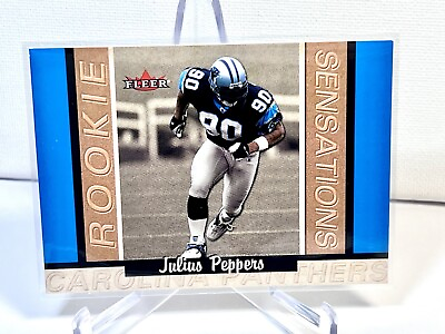 #ad 2002 Julius Peppers RC 1250 Fleer Rookie Sensations Football Insert Card #13 $2.75