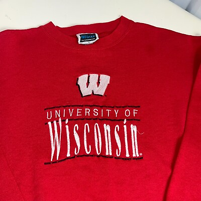 #ad Wisconsin Badgers Vintage Embroidered Sweatshirt Large Decotex $22.95