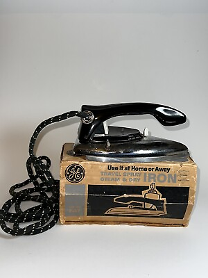 Vintage General Electric GE Travel Dry Iron Model F47 In Box No Spray Bottle $16.96