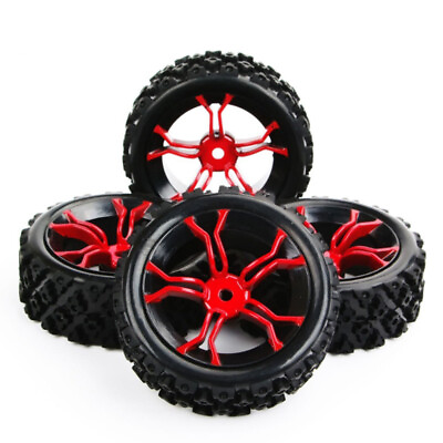 4Pcs Set 1:10 Scale RC Tires amp; Wheel Rims for 1 10 HSP HPI Off Road Racing Car $18.00
