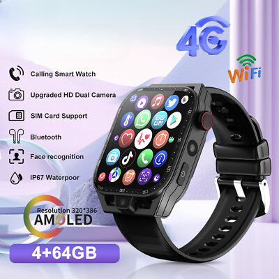 4G64G Smartwatch for Men Women GPS Bluetooth WIFI with SIM Card Slot APP New $135.24
