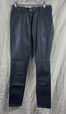 BleuLab Women#x27;s Black Snake SkinFaux Leather Reversible Skinny Jeans Sz W29 L30 $22.95