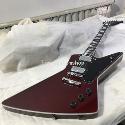 #ad Custom Explorer Wine Red Electric Guitar Mahogany Body HH Pickup Chrome Part $279.82