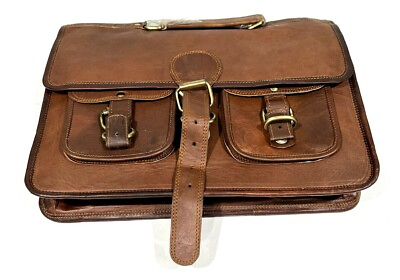#ad Leather Business Bag Briefcase Satchel 15quot; x 11quot; x 4quot; $74.99