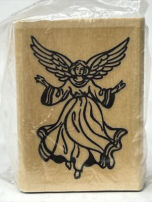 #ad Vintage Flying Floating Angel Religious Christmas Rubber Stamp Noteworthy 1995 $19.99