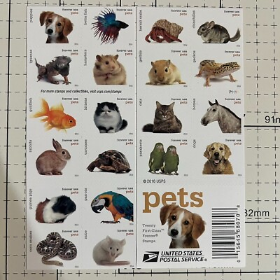 #ad Mint US 2016 Pets Booklet sheet Pane of 20 Stamps Scott# 5125A MNH $12.99