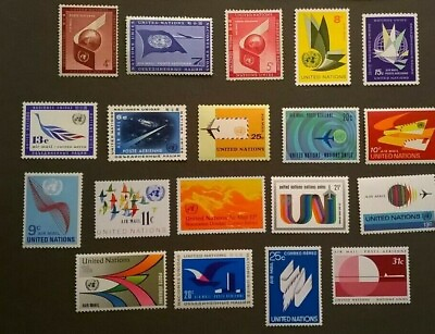 #ad UN AIRMAILS NY C5 C23 MNH United Nations * 1957 1977 Special Offer 20 Year Set $2.95