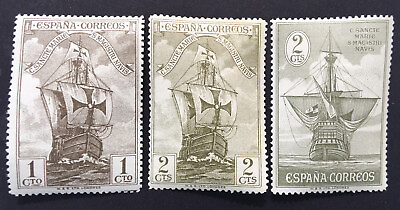 Spain issue: Columbus Ship Sante Maria 1930 3 Mint Stamps $9.50
