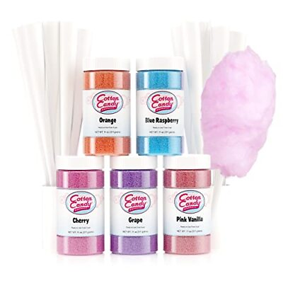 Floss Sugar Variety Pack with 5 11oz Plastic Jars of Grape Orange Pink Va... $42.95