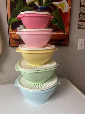 #ad Tupperware Vintage Servalier Bowl Set GET ALL 5 PIECE#x27;S 100% AUTHENTIC FREE SHIP $54.99