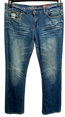 #ad Do denim blue denim embellished torn distressed stretch bootcut jeans 13 $15.99