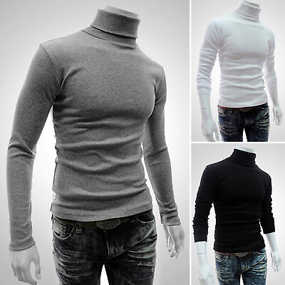 #ad Long Sleeve Turtleneck Pullover Solid Color Stretchy Knitted Shirt for Autumn $11.84