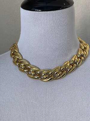 #ad Vintage Gold Tone Big Link Chain Design Necklace $23.00