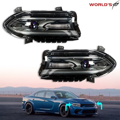 #ad Pair For 2015 2020 Dodge Charger Headlight Halogen w LED DRL Black Housing LR $227.71
