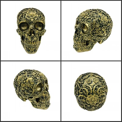 #ad Antique Human Skull Statue Human Head Resin Skull Sculpture Halloween Decor $34.95