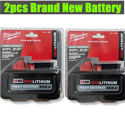 #ad #ad 2PCS Milwaukee M18 48 11 1880 8.0 AH Battery XC High Output New In Packaging $165.00