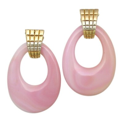 #ad Lab Rose Quartz Dangle Earrings Dual Tone 925 Sterling Silver Handmade Jewellery $340.00