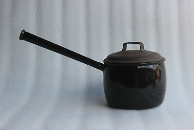 #ad Vintage Black Iron Enamel Saucepan Pot quot;JUDGEWAREquot; Home Decor Collectible BV 98 $230.00
