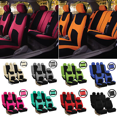 #ad FH Group Car Seat Covers for Auto Steering Wheel Belt amp; 5 Head Rest Full Set $24.99