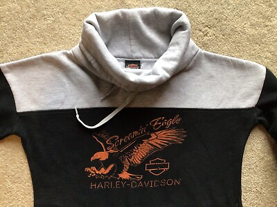 #ad Harley Davidson Black amp; Gray Pullover Fleece Sweatshirt Screamin#x27; Eagle Large $18.00