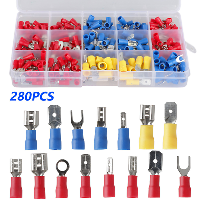 #ad 280PCS Assorted Spade Crimp Terminal Insulated Electrical Wire Connector Kit $13.50