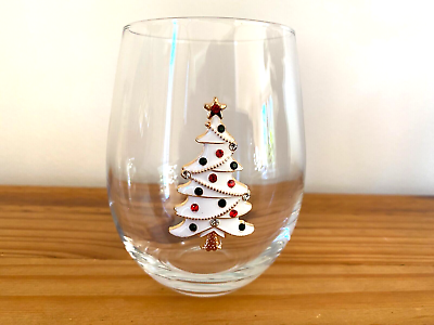 The Queens#x27; Jewels Multi Stone Christmas Tree Stemless Wine Glass 4.75quot; Height $18.00