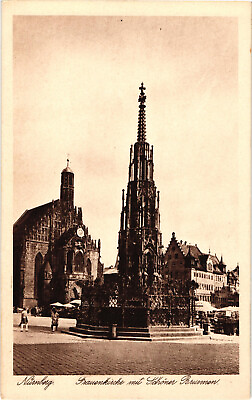 #ad Nuremberg Frauenkirche with Beautiful Fountain Postcard Unposted $6.15