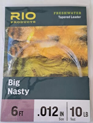 #ad RIO Big Nasty Fly Leader 6#x27; For Heavy Flies Like Poppers 10lb 12lb 16lb 20lb $6.37