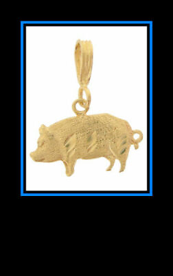 #ad 14K Yellow Gold Pig Charm Brushed Gold $110.00