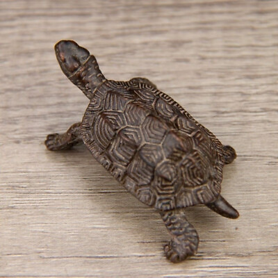 #ad Rare bronze handmade tortoise turtle Figure statue netsuke collect table decor $13.99