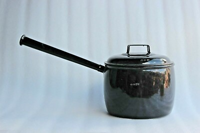 #ad Vintage Black Iron Enamel Saucepan Pot quot;JUDGEWAREquot; Home Decor Collectible BW 1 $230.00