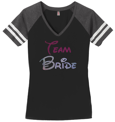 #ad Women#x27;s Bridal Bachelorette Party Team Bride T Shirt Ladies Shirt Disney V Neck $26.99