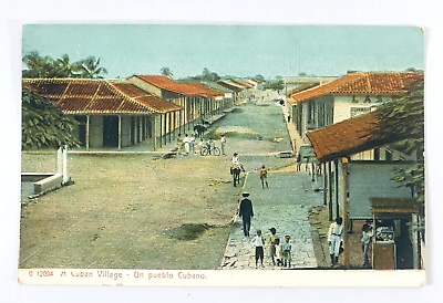 #ad A Cuban Village Un Pueblo Cubano Street View Horses Bicycle Vintage Postcard $4.99
