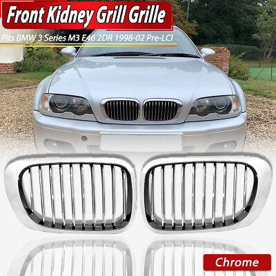 Chrome Front Kidney Grille For 1999 02 BMW 3 Series E46 325Ci 330Ci Convertible #ad $33.99